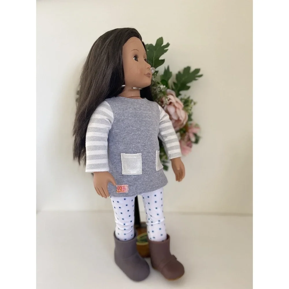 Our Generation Doll Battat H1800-01 Brown Hair Brown Eyes Outfit Shoes Purse EUC